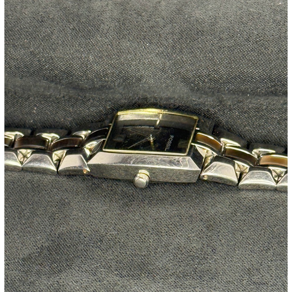 Fossil Watch Womens OS Silver Mother of Pearl Inlay ES-1440 Bracelet Y2K - Picture 4 of 6